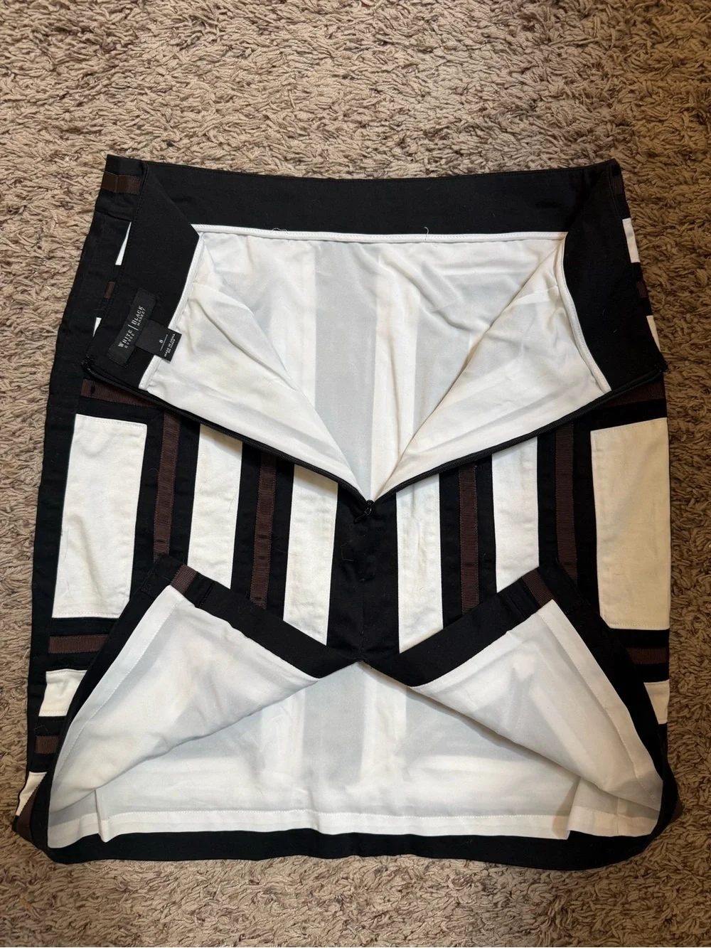 White House Black Market- (8)Black, White & Brown Geometric Pencil Skirt - Picture 7 of 11